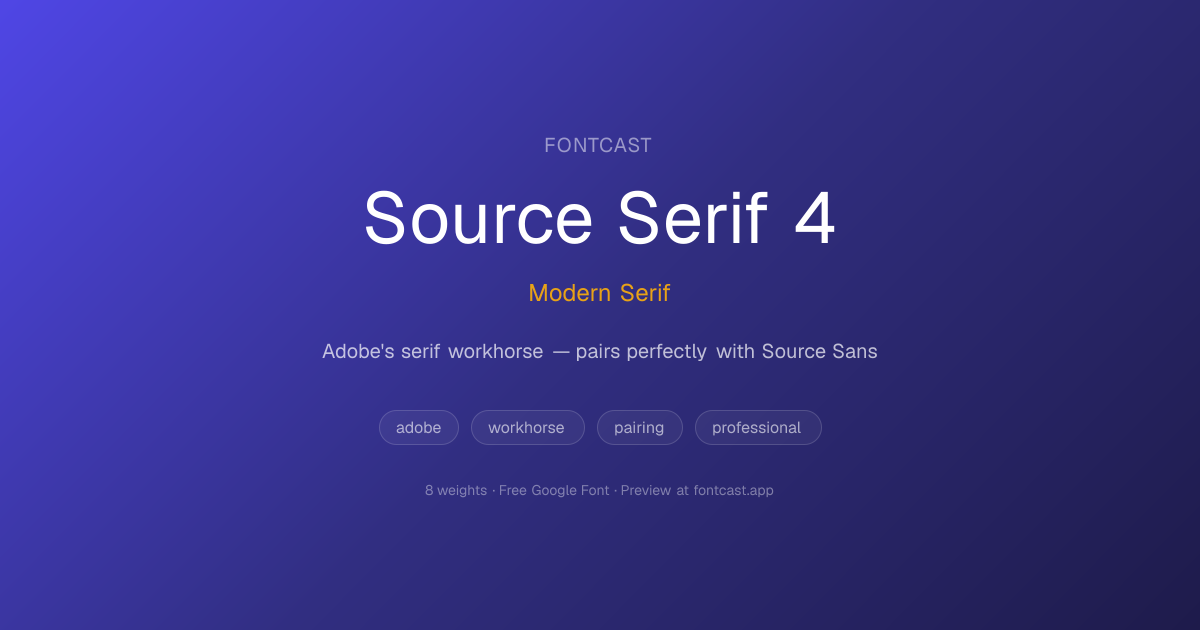 Source Serif 4 — Modern Serif Font for Brand Typography | FontCast